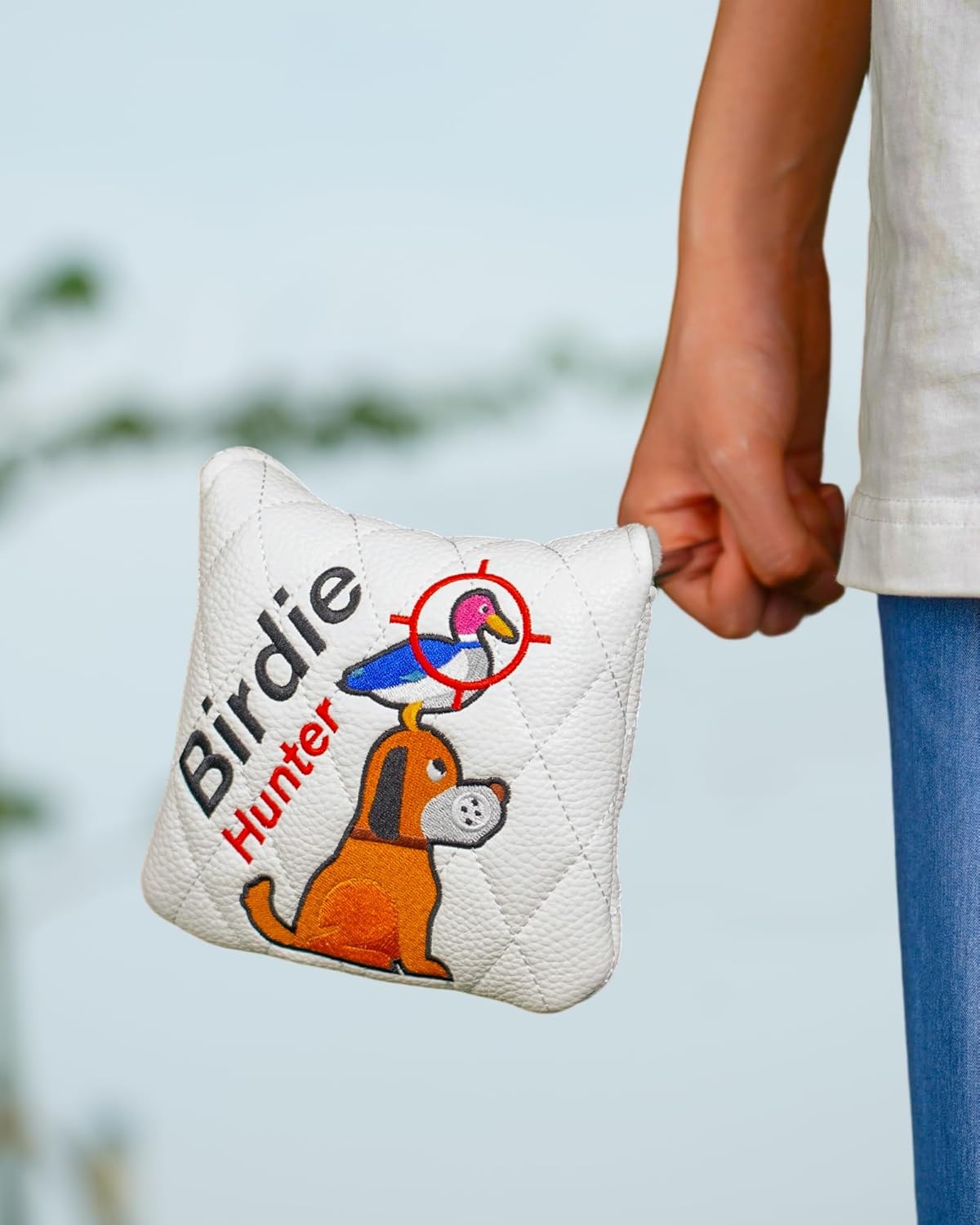 Big Teeth Golf Club Covers Golden Retriever, Golf Head Covers Mallet Putter Cover Putter Cover Magnetic Birdie Hunting Embroidered Headcover White Golf Club Head Covers