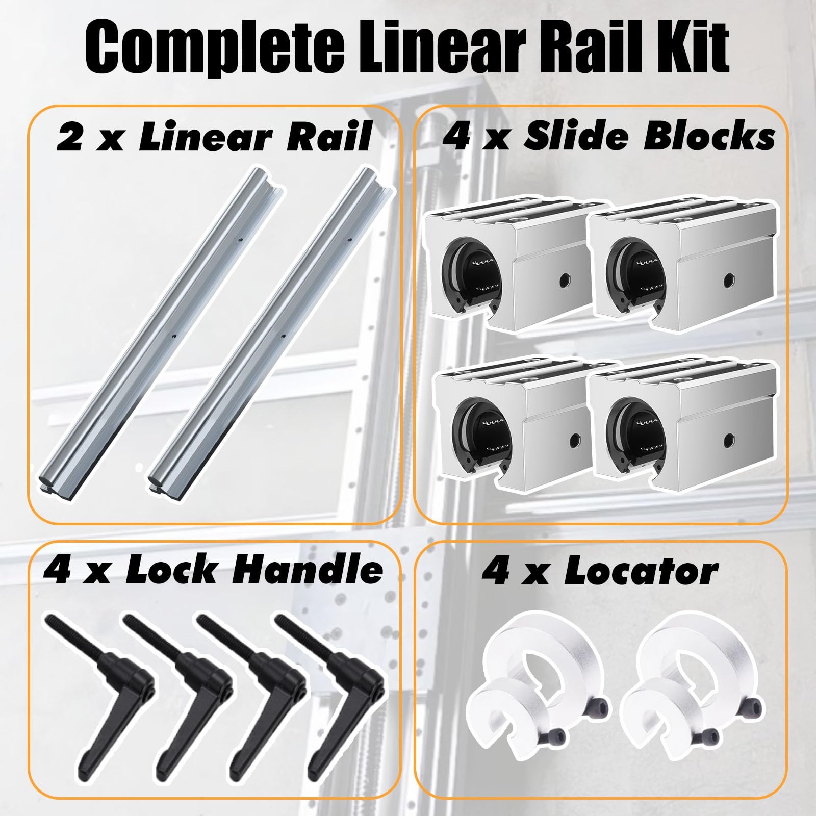 Corredera de riel lineal resistente, bloque de rodamiento de carro de baja fricción y pista deslizante totalmente compatible para impresoras 3D, equipos CNC, máquinas automatizadas (2 piezas, longitud