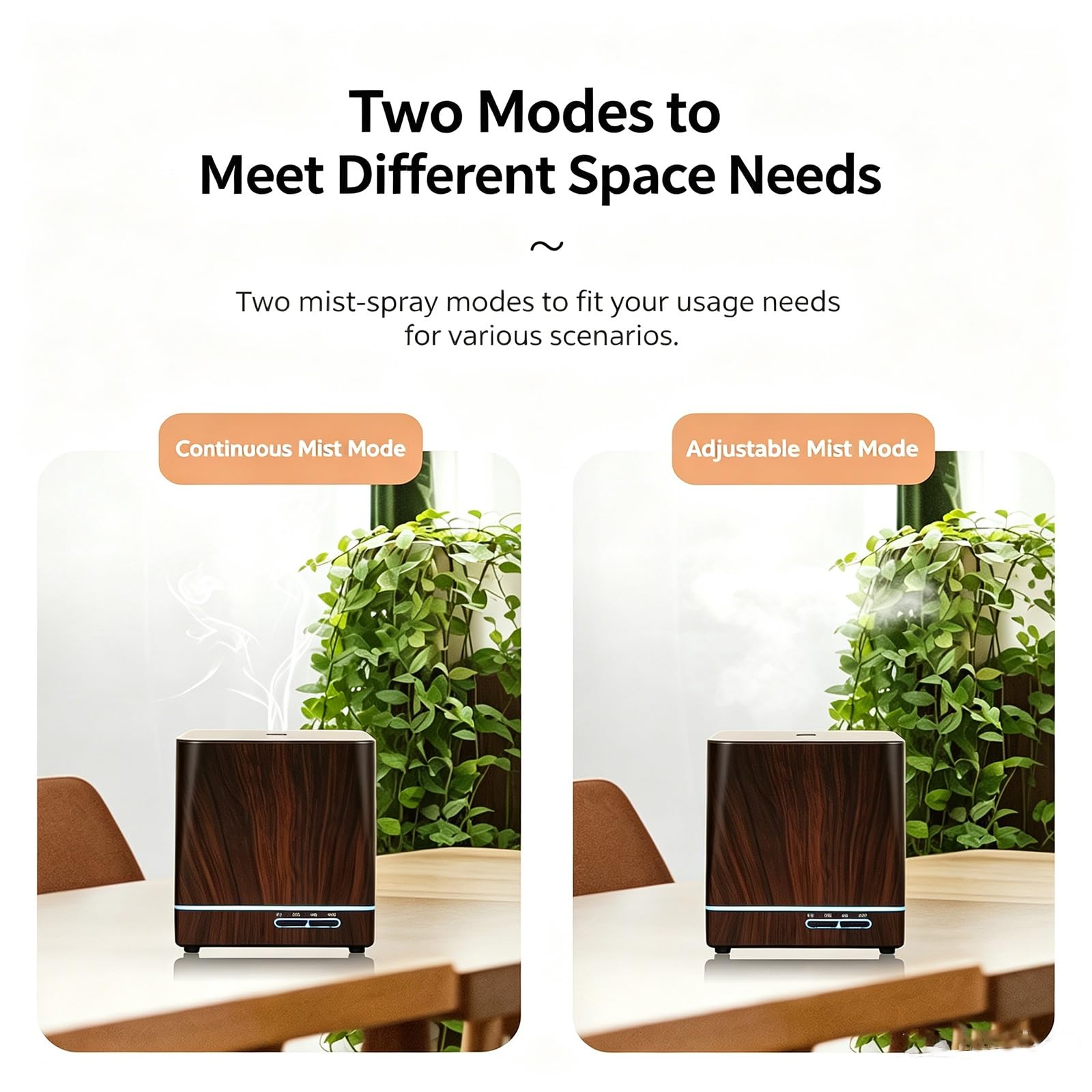 Diffusore Di Oli Essenziali Umidificatore Con for Uso Interno Domestico | Nebbia Fredda Con Timer Remoto Spegnimento Automatico 2 Modalità Di Nebbia For La Scrivania Dell'ufficio(Light wood grain)