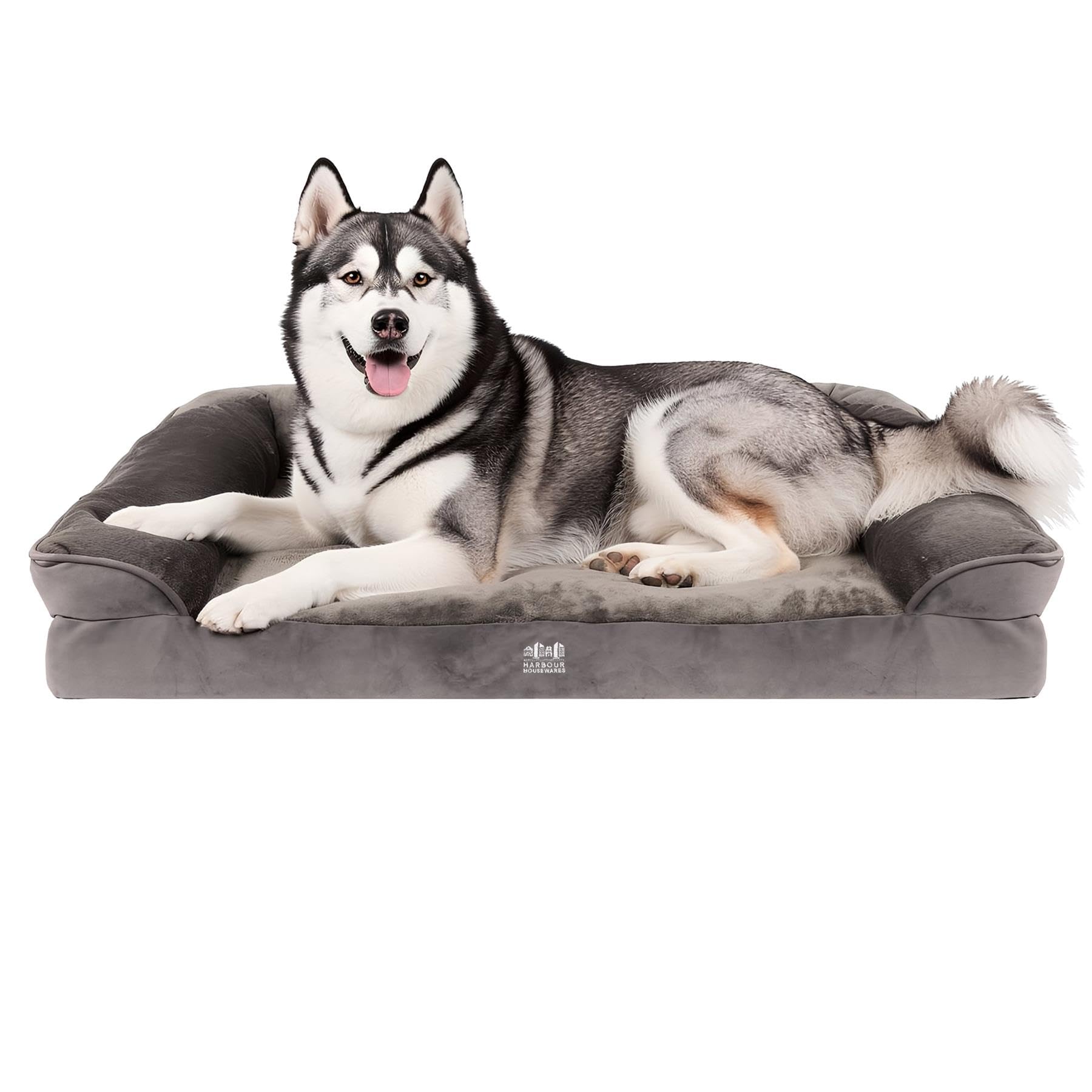 Harbour Housewares Deluxe Waterproof Dog Bed – Large – Orthopaedic Egg Crate Foam Mattress, Plush Cover, Non-Slip Base, Washable, Joint Support, Cozy Pet Bed for Dogs