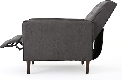 Miniatura 6 de GDFStudio Macedonia - Sillón reclinable de tela con respaldo copetudo, moderno Gris,azul (Muted Blue),Verde apagado/Espresso oscuro,Morado