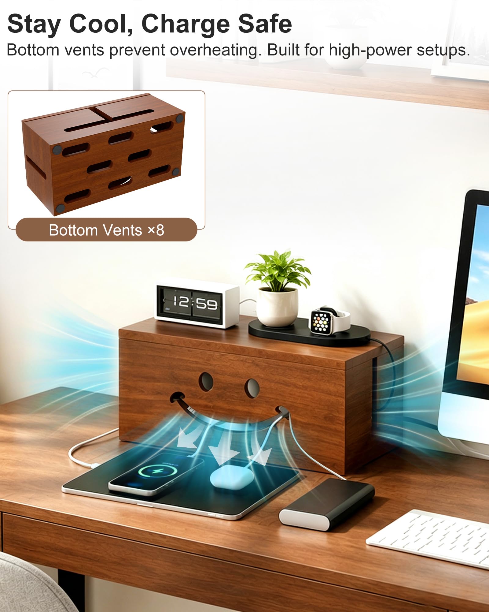 Cable Management Box - Stylish Desk Organizer -6
