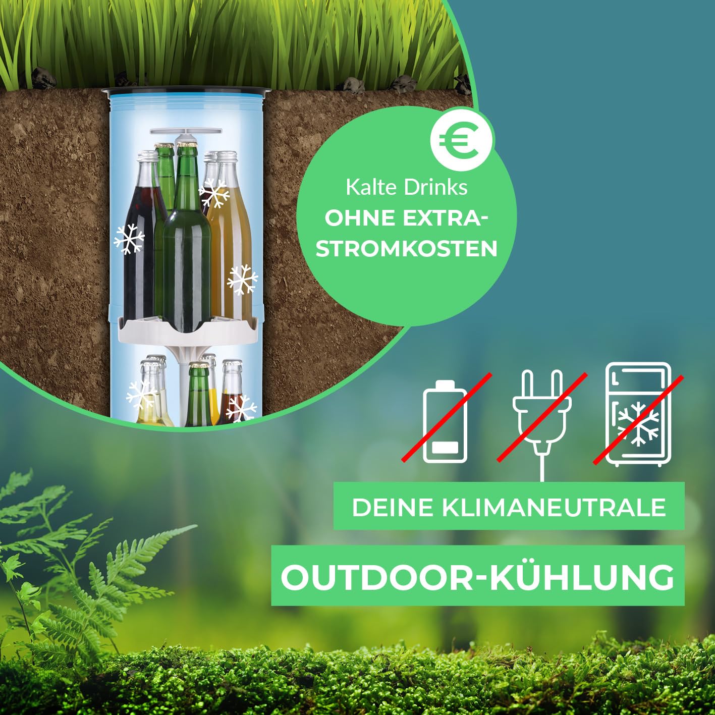 EASYmaxx Flaschenkühler Outdoor | Erdloch- Bierkühler, Camping Kühlschrank, Flaschenkühlschrank | bis zu 15 Flaschen | Highlight im Garten, Outdoorküche und Terrasse