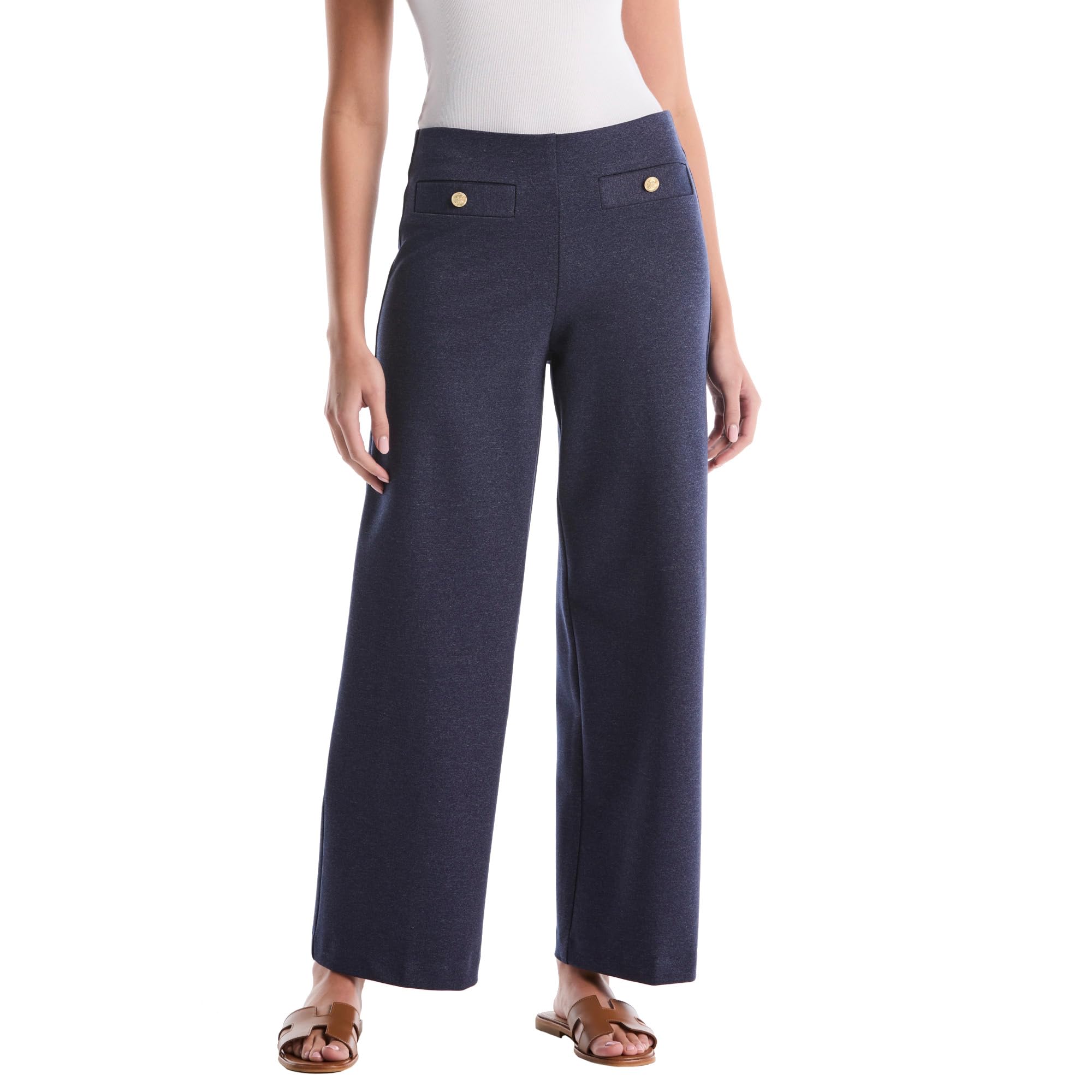 Rafaella Women's Knit Denim Wide Leg Pull-on