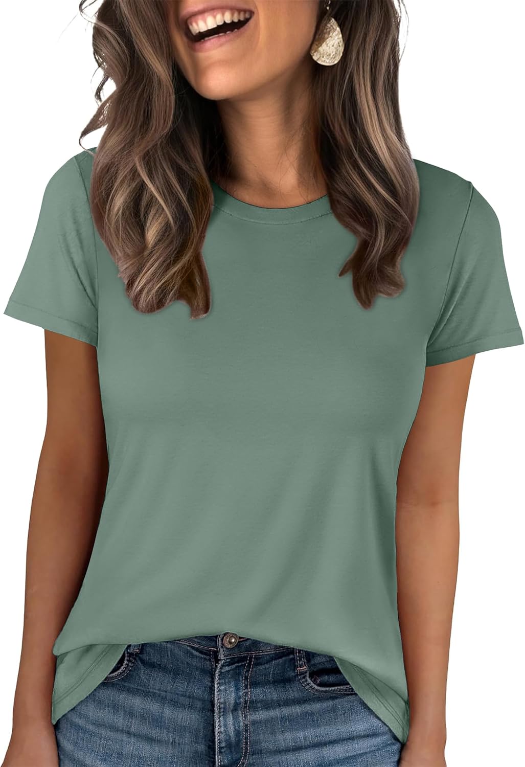 ANRABESS Women Short Sleeve Tops Summer Basic Tee Wrinkle-Free Trendy Cute T Shirts 2026 Spring Business Casual Outfits