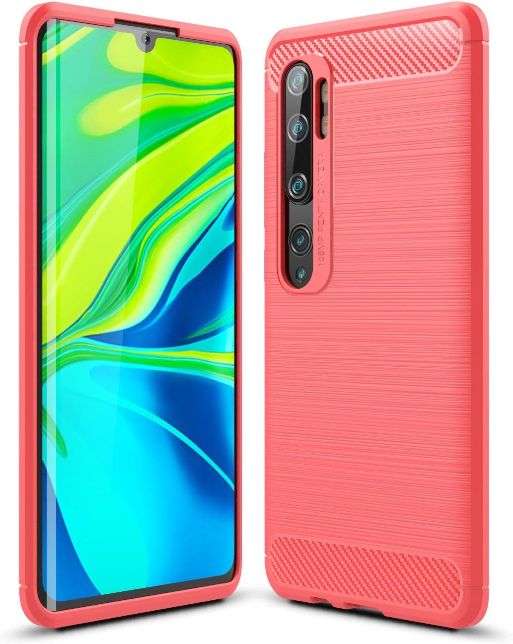 CruzerLite Case Compatible with Xiaomi Mi Note 10 Case, Compatible with Xiaomi Mi Note 10 Pro Case, Carbon Fiber Texture Design Shock Absorption Case for Xiaomi Mi Note 10/ Note 10 Pro (Red)