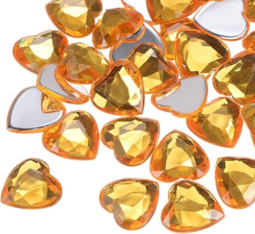 Miniatura 13 de MECCANIXITY 60 piezas de diamantes de imitación acrílicos de corazón de 0.59 pulgadas (0.591 in) con parte trasera plana, gemas de plástico