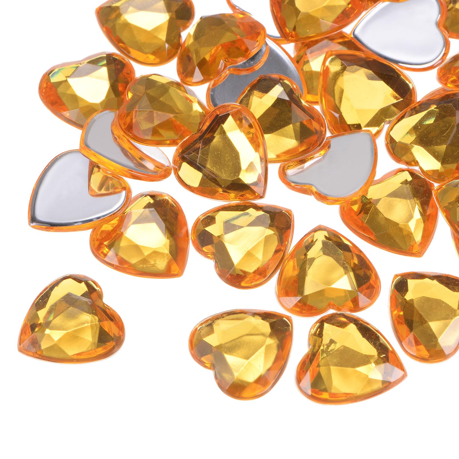 Corazones dorados de 15 mm con parte trasera plana para decorar fiestas y tarjetas de amor