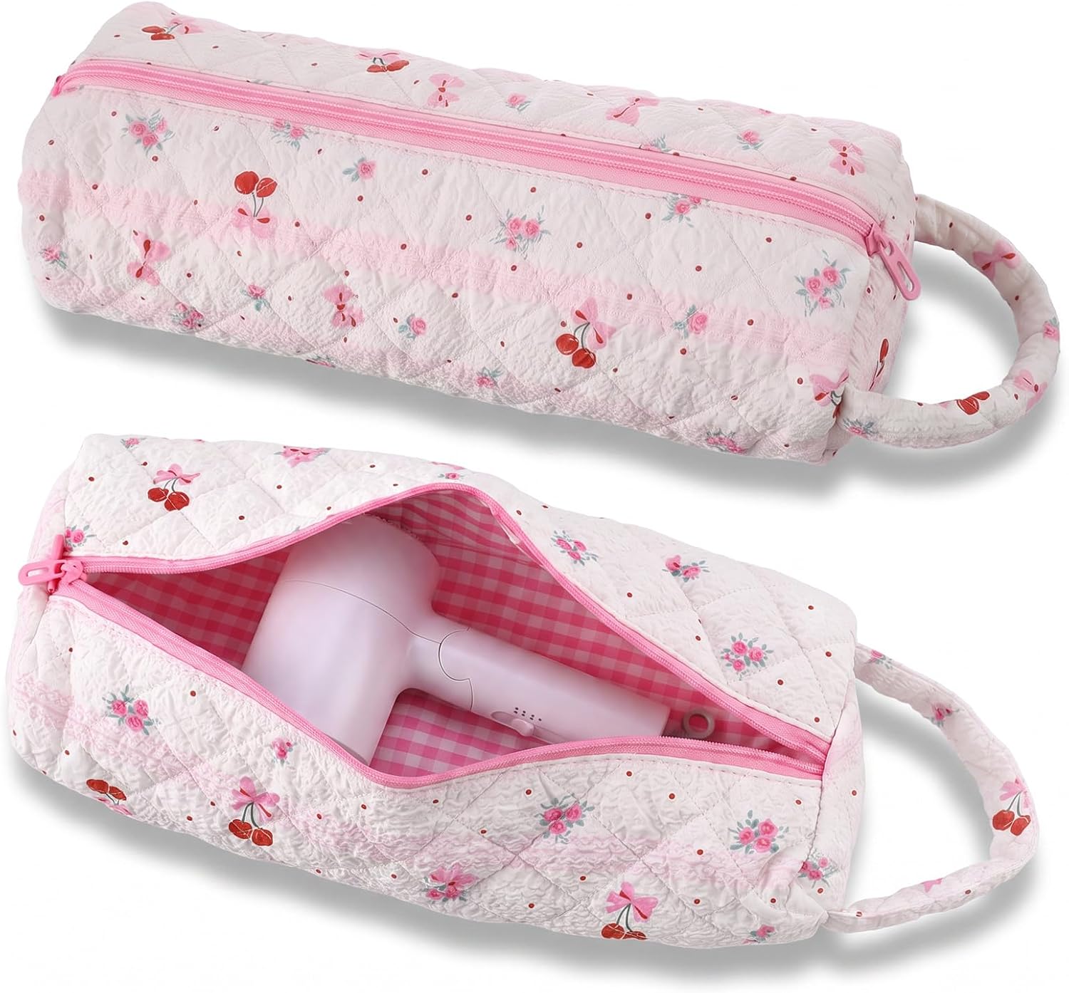 Pink Cherry Hair Tools Travel Bag,Portable Heat-Resistant Organizer