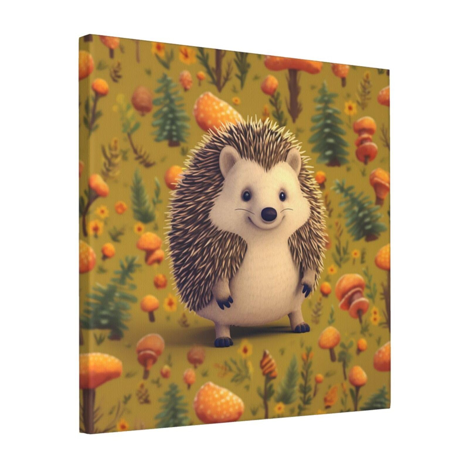 FodPand Hedgehog Canvas Wall Art for Living Room Wall Decor 16"x16" Modern Artwork Painting Pictures Hanging Canvas Prints Aesthetic Wall Art for Bedroom Bathroom Office Wallart Decor