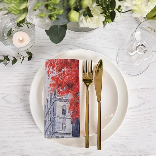 Miniatura 2 de Juego de 6 servilletas de tela para amantes de la Torre Eiffel de París, 20 x 20 pulgadas, servilletas de tela de arte callejero lavables y