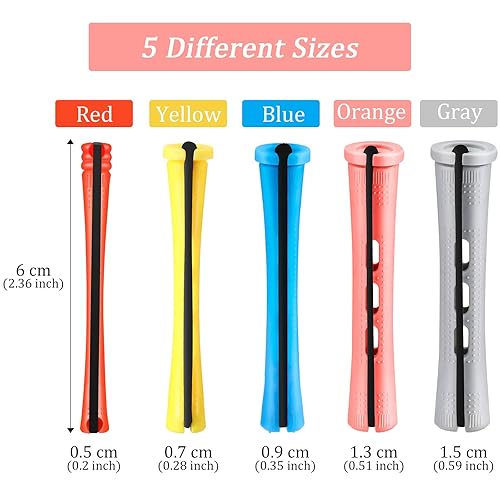 Vista 2 de 100 barras de permanente, rodillos antideslizantes de plástico para ondas frías con banda de goma elástica, rizadores cortos para peluquería