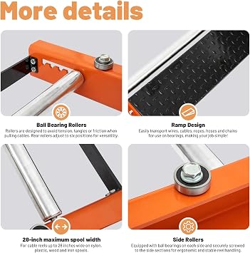 Heavy Duty Cable Roller Stand, Single Reel Dispenser for Reels up to 28 Width, Cable Drum Roller for Cord Management, Sturdy Steel Frame with Coating, Smooth Rotation for Easy Wire Unwinding