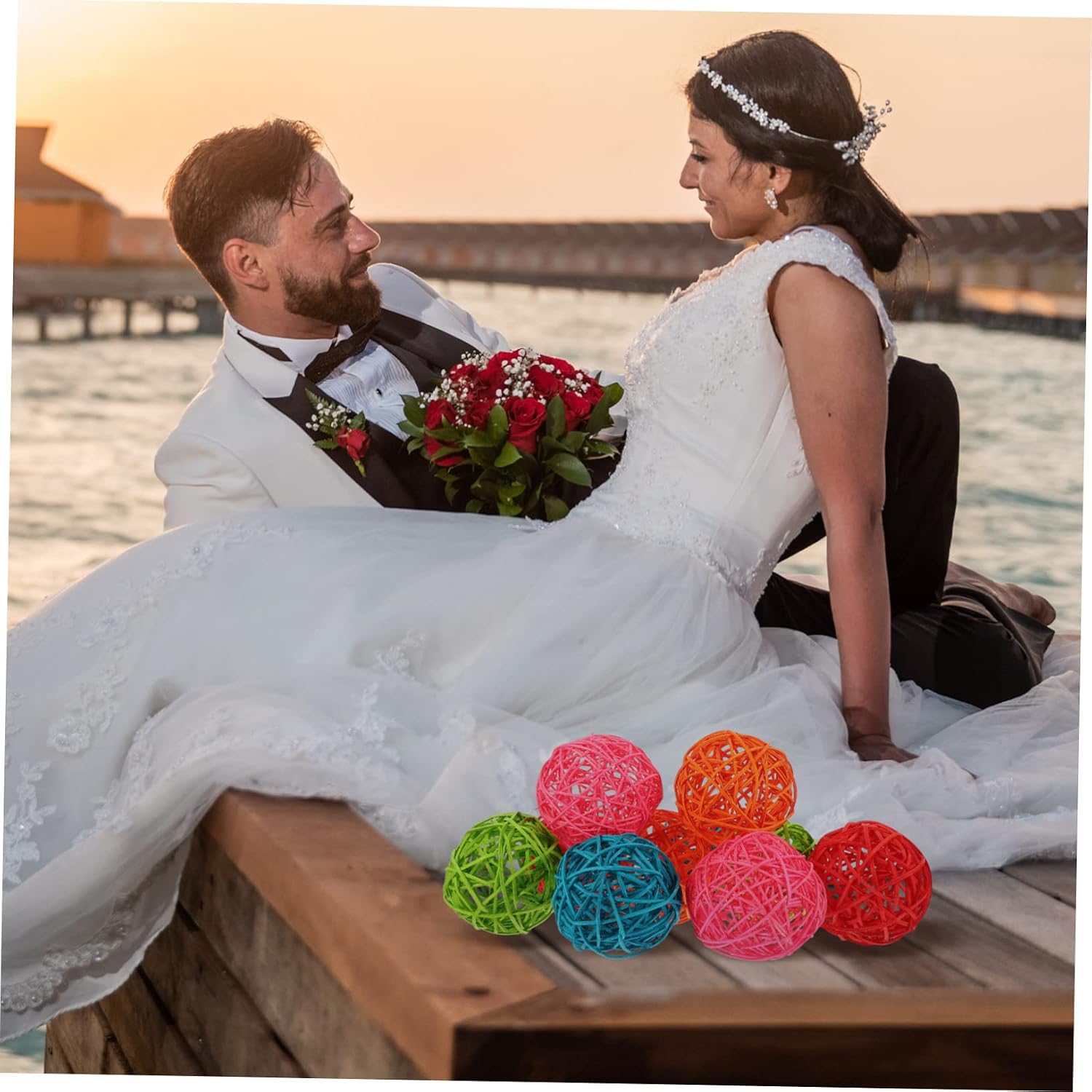 Creative Rattan Ball Crafts Home Decorative Bowl Fillers 10cm Woven Balls