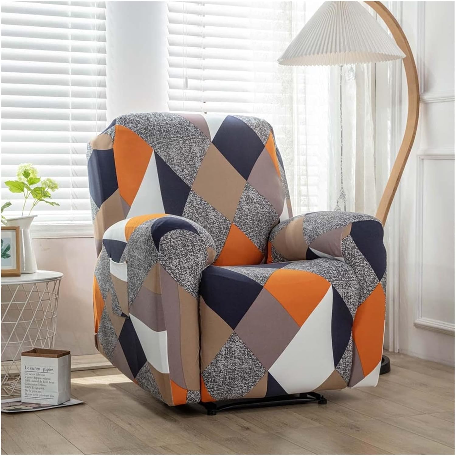 Recliner Protector Cover , 1 Seater Recliner Chair Cover Stretch Recliner Slipcovers 4 Piece Recliner Chair Covers with Side Pocket for Living Room Armchair Sofa Slipcovers ( Color : #6 , Size : 1 sea