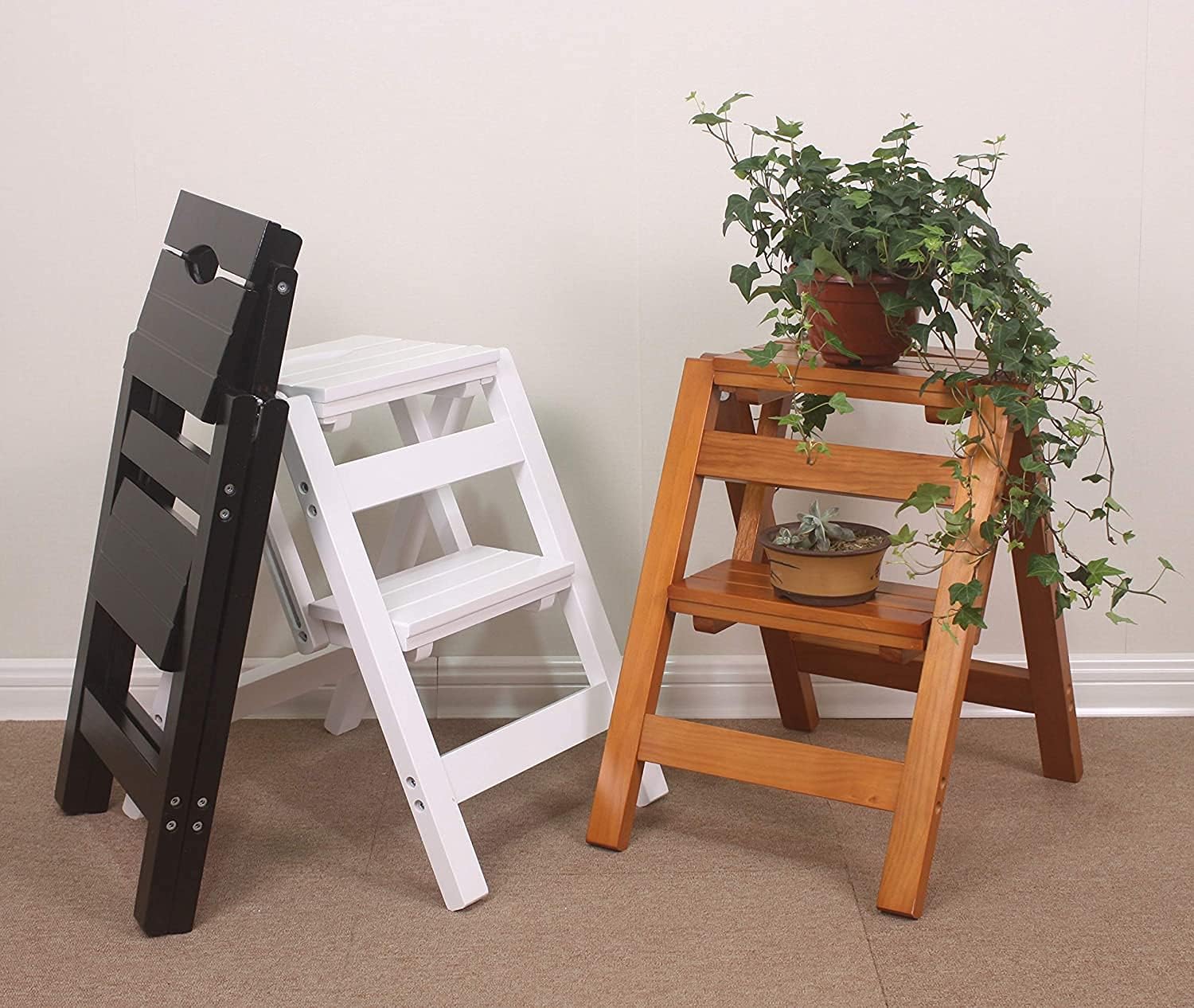 Kitchen Step Stool Solid Wood Stepladders Folding Step Ladder 2 Step Kitchen Steps Home Library Ladders