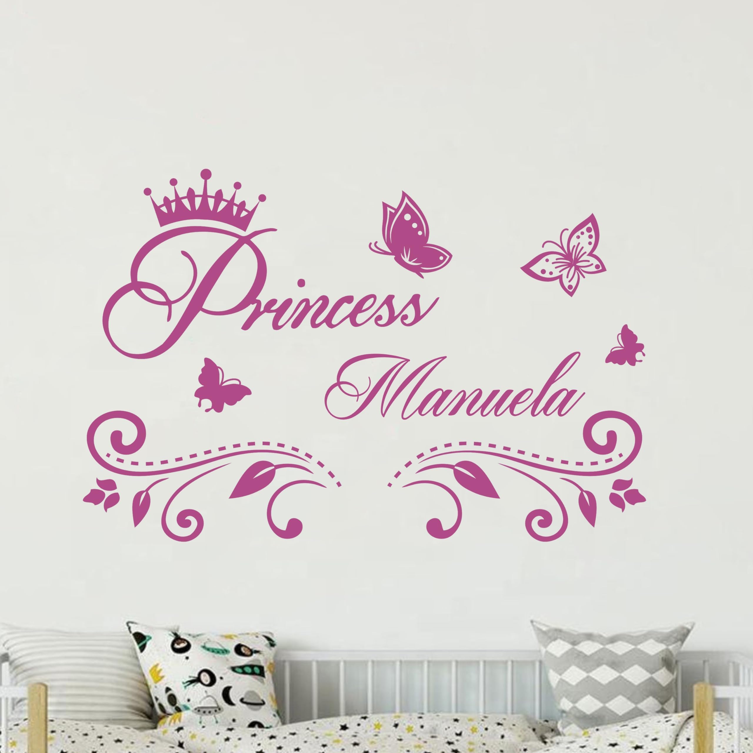 "The Princess Sleeps Here" Wall Decal Sticker - Removable Vinyl Quote With Crown & Hearts For Girls' Room, 35x35 Inch (Black) - View #11