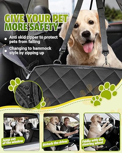 Vista 5 de Funda de asiento de coche para perros, funda de asiento para perros 600D resistente y duradera para asiento trasero, hamaca para perros 100% Negro