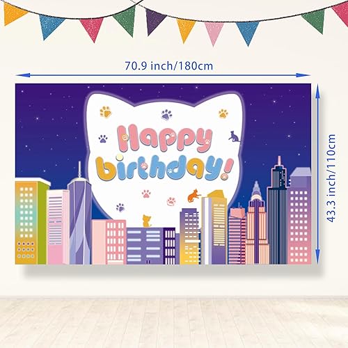 Miniatura 2 de Decoración de fiesta de cumpleaños de súper gatos, pancarta de fondo para fiesta de cumpleaños, interior y exterior, dibujos animados de gatos para