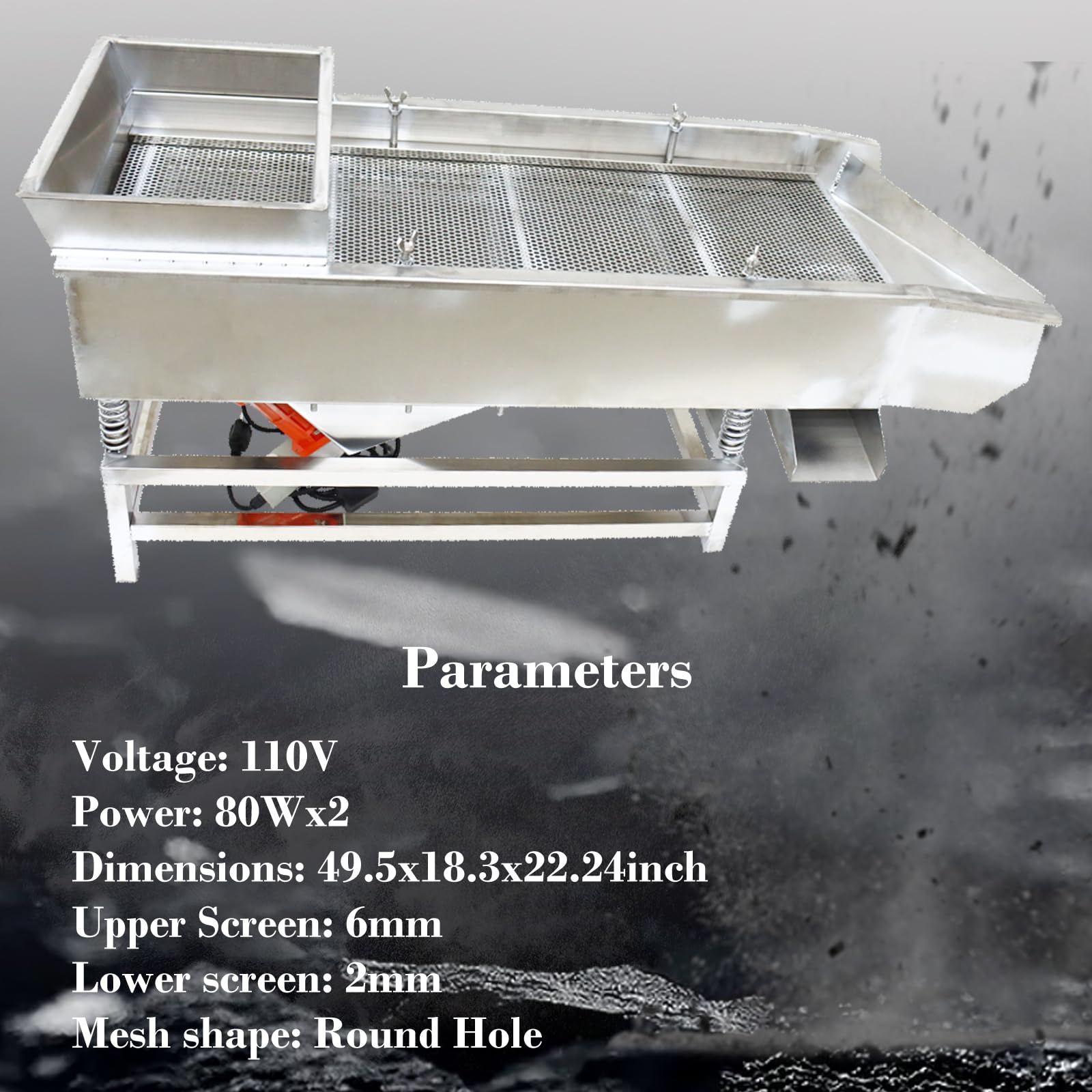 WYDDDARY Straight Vibrating Sieve Electric Linear Sifter Machine Stainless Steel Screen Shaker with 6mm 2mm Round Hole Mesh Double Layers Double Motors 110V