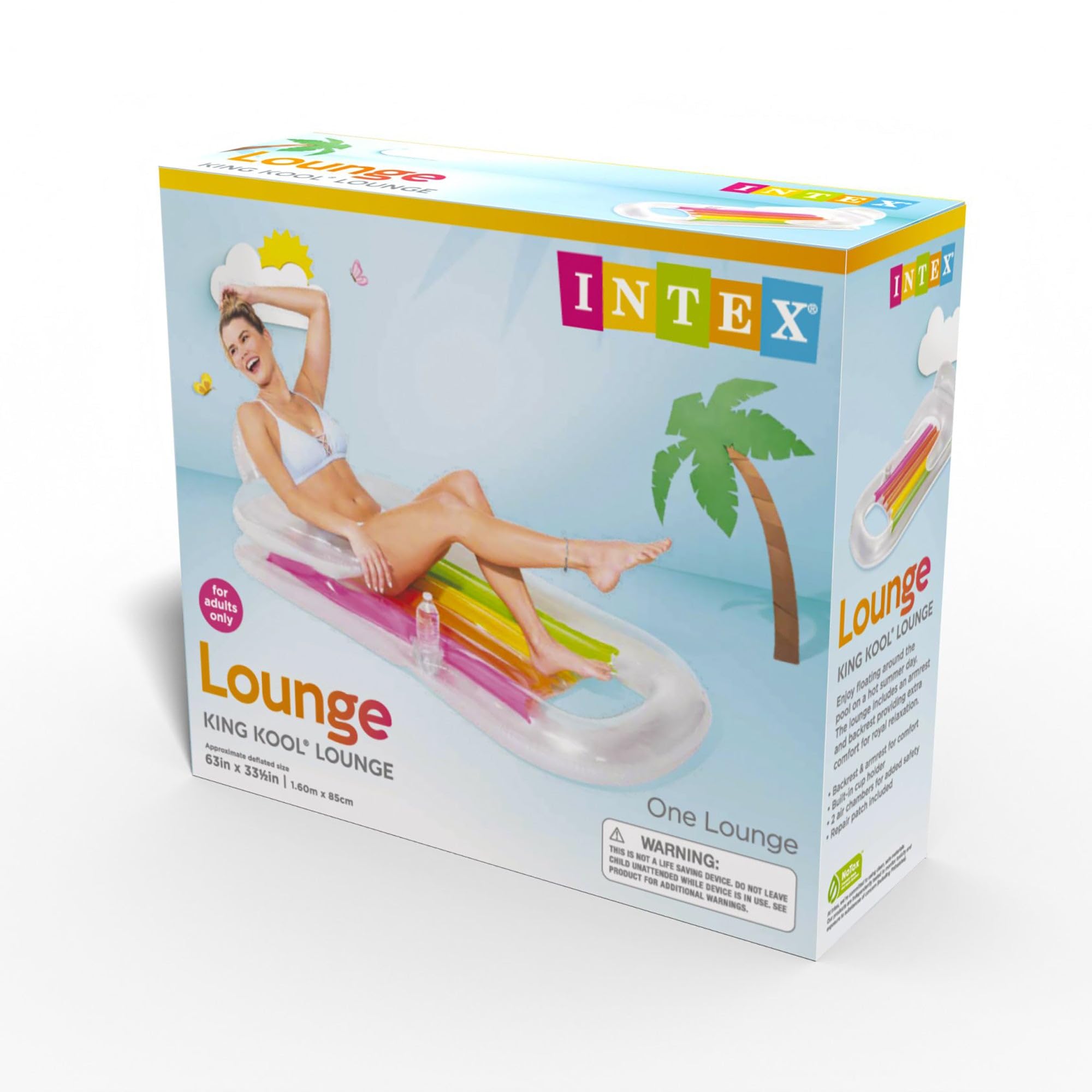 Intex King Kool - Juego de regalo inflable azul y plateado nacarado, paquete de 2, 63 x 33.5 pulgadas