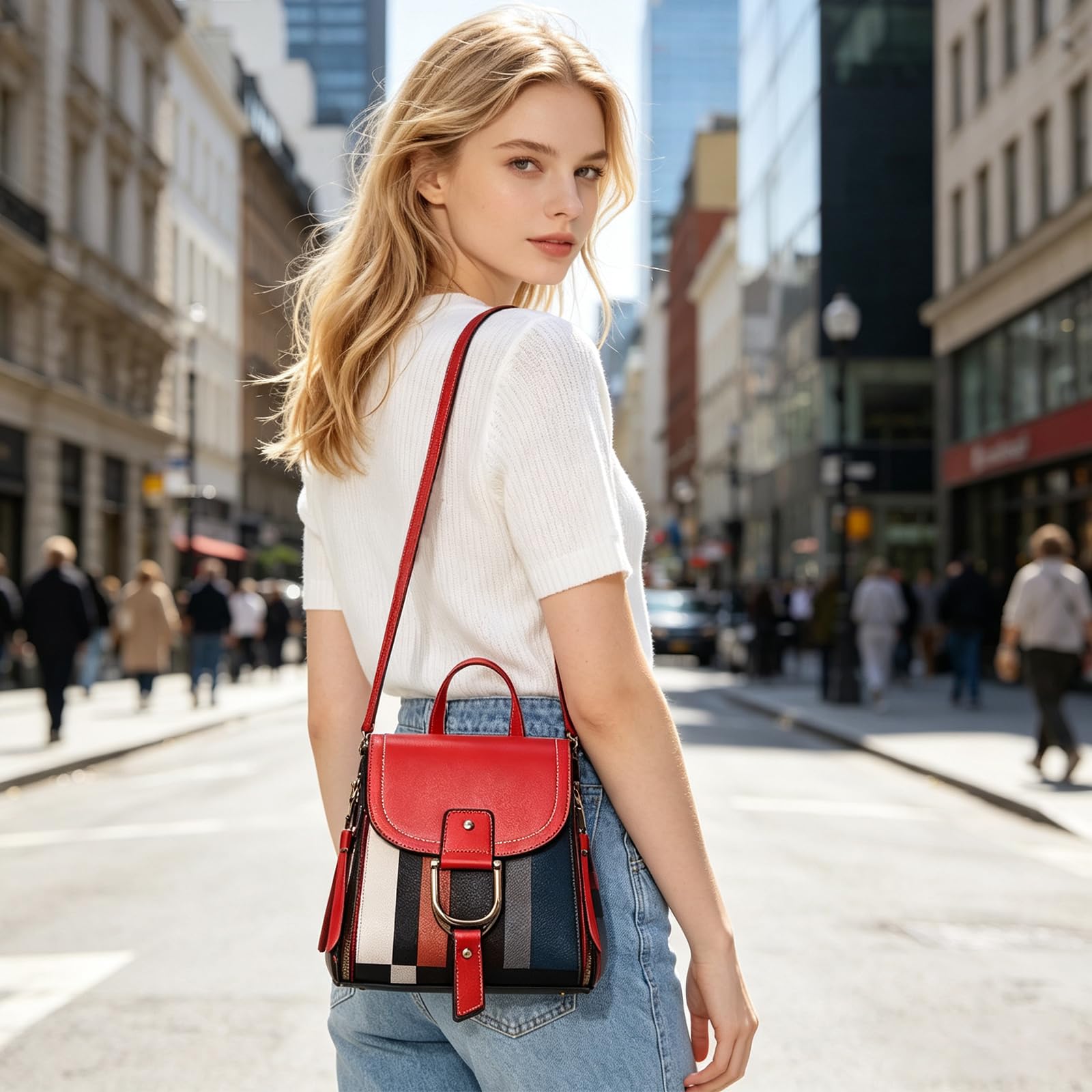 NICOLE&DORIS Mochila Mujer Mochila pequeña Bolso crossbody Bolsos de mano Mochila para damas Cuero Mochila Bolsa de hombro