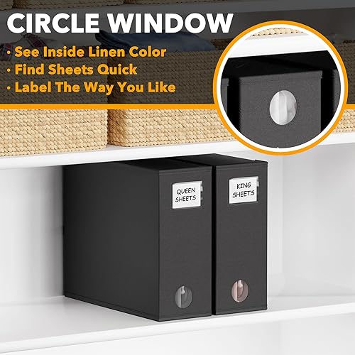 Miniatura 4 de SpaceAid Paquete de 2 organizadores de sábanas y almacenamiento, organizador de sábanas plegable para armario de lino, juego de carpetas de sábanas