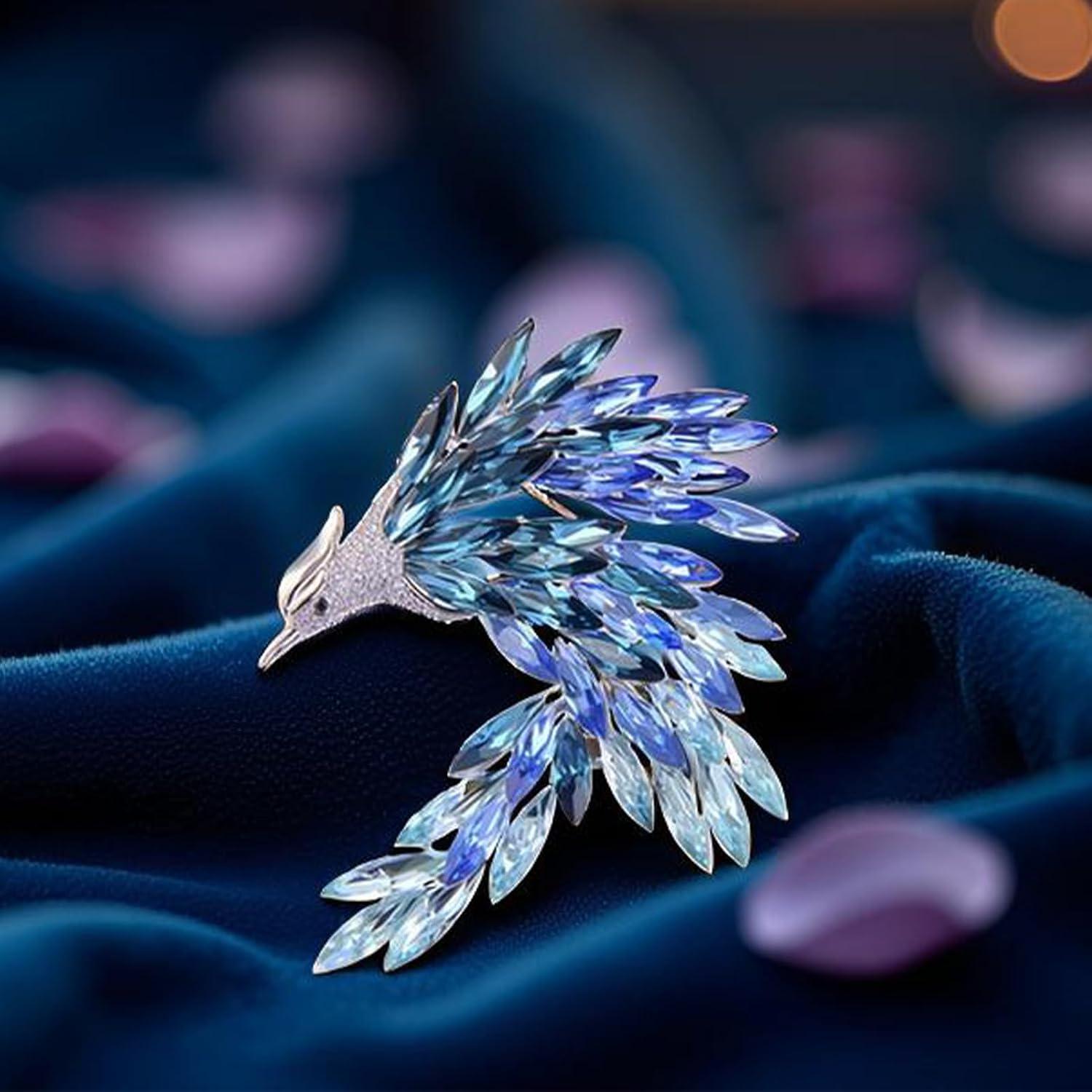 YeapYeap Crystal Phoenix Brooches for Women -Pearl Rhinestone Scarf Pin for Ladies Wedding Bouquet Broach for Birthday, Christmas, Anniversary