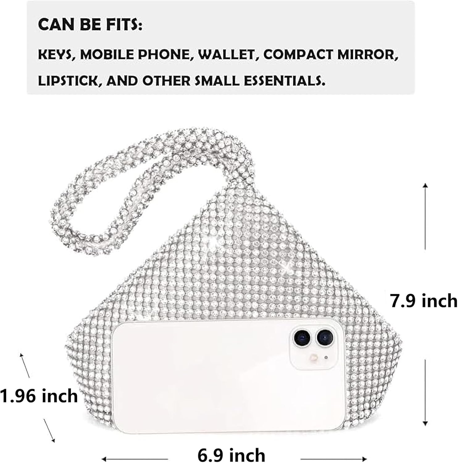 Women's Evening Bag Sparkly Rhinestone Purse Triangle Designer Chain Clutch Purse Bag Party Prom Wedding Purse - Image 3
