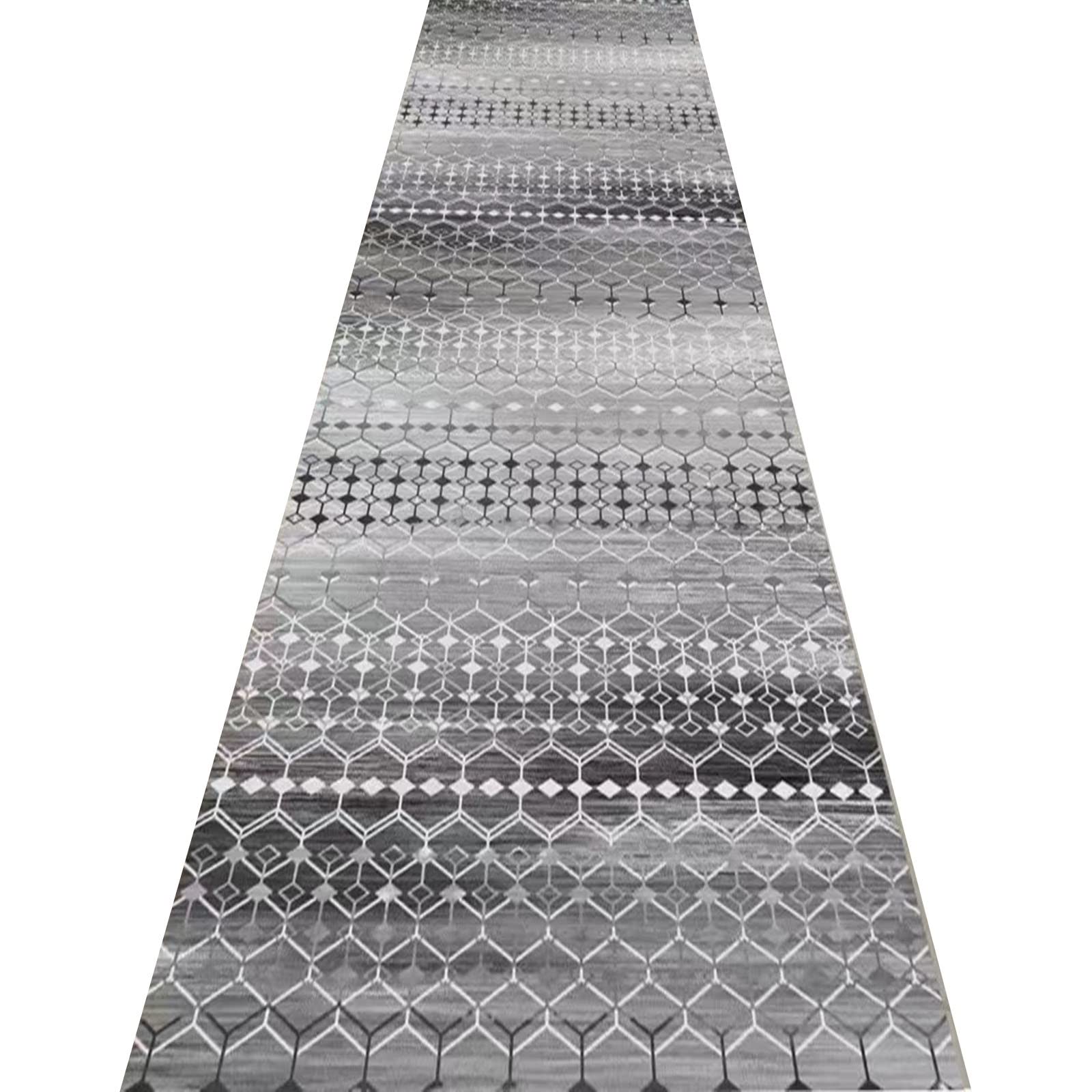 Alfombra de entrada gris y moqueta de pasillo para un recibidor moderno