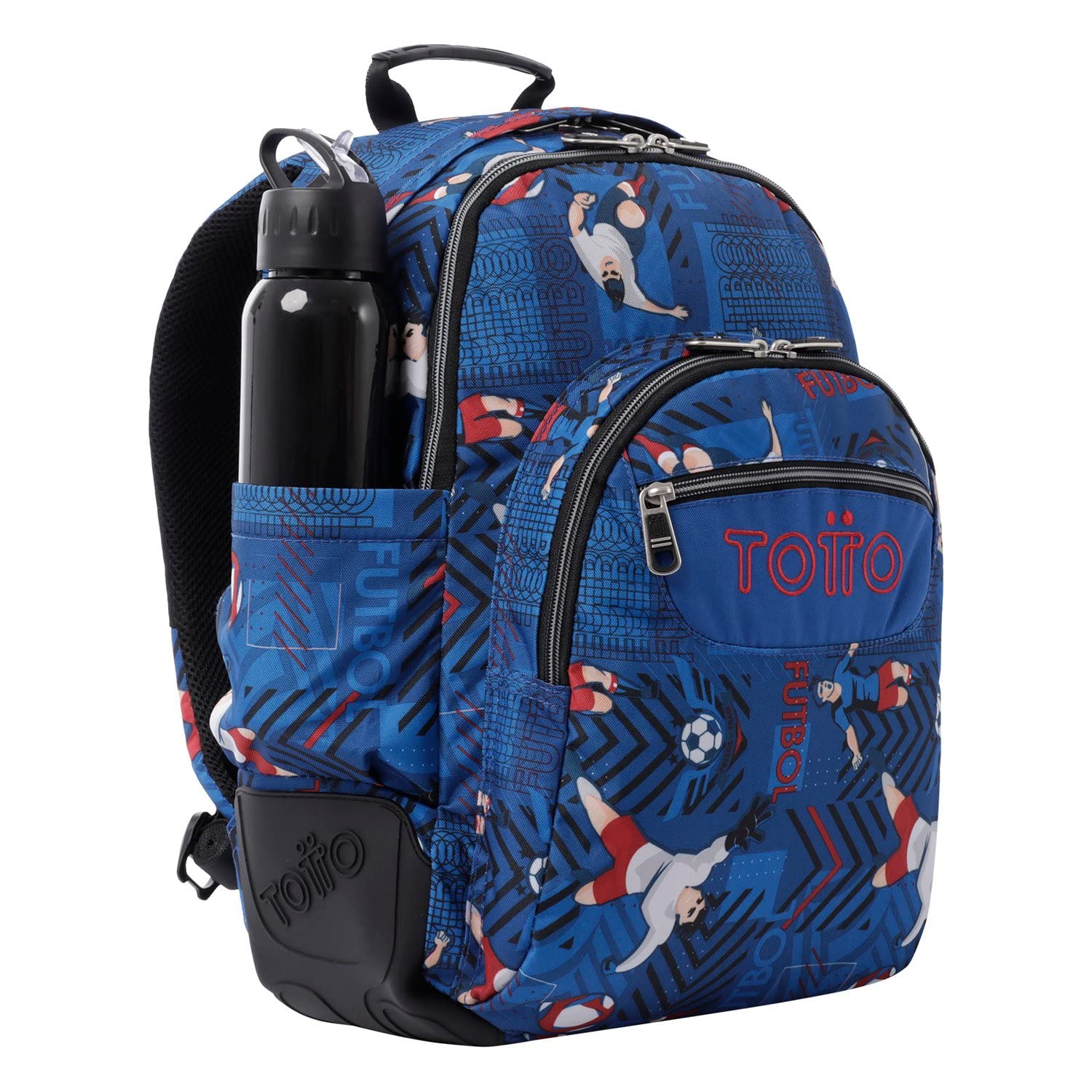 TOTTO Mochila escolar azul y futbolistas - Crayoles