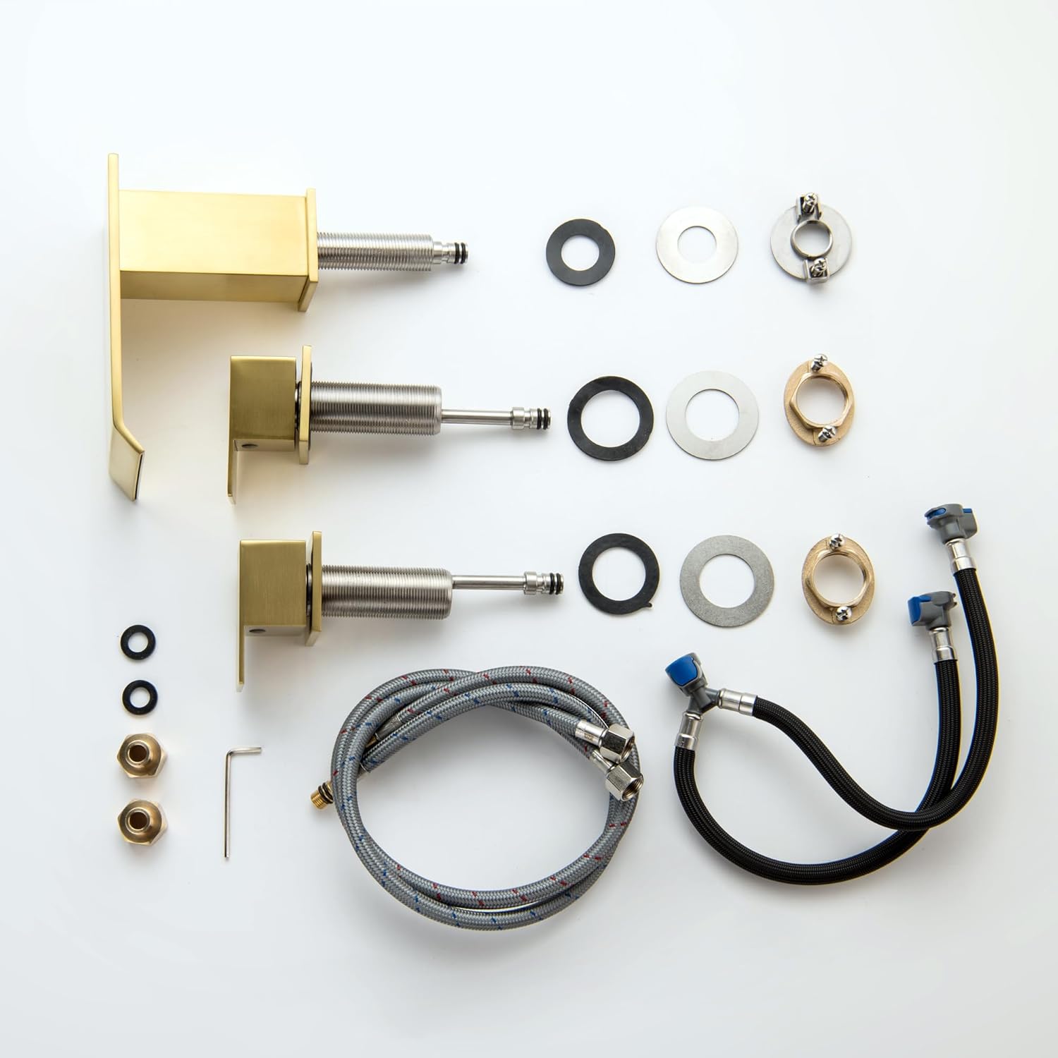 Roman Tub Faucet Brushed Gold Deck Mount Waterfall Bathtub Faucet 2 Handles High Flow Bath Tub Faucet Set