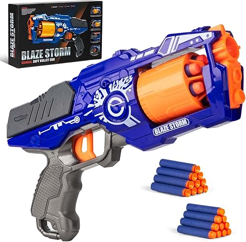 Miniatura 1 de Zecong Toys Pistola para pistolas Nerf, pistola de juguete con barril giratorio, pistola de juguete con 20 dardos de espuma suave, pistolas de