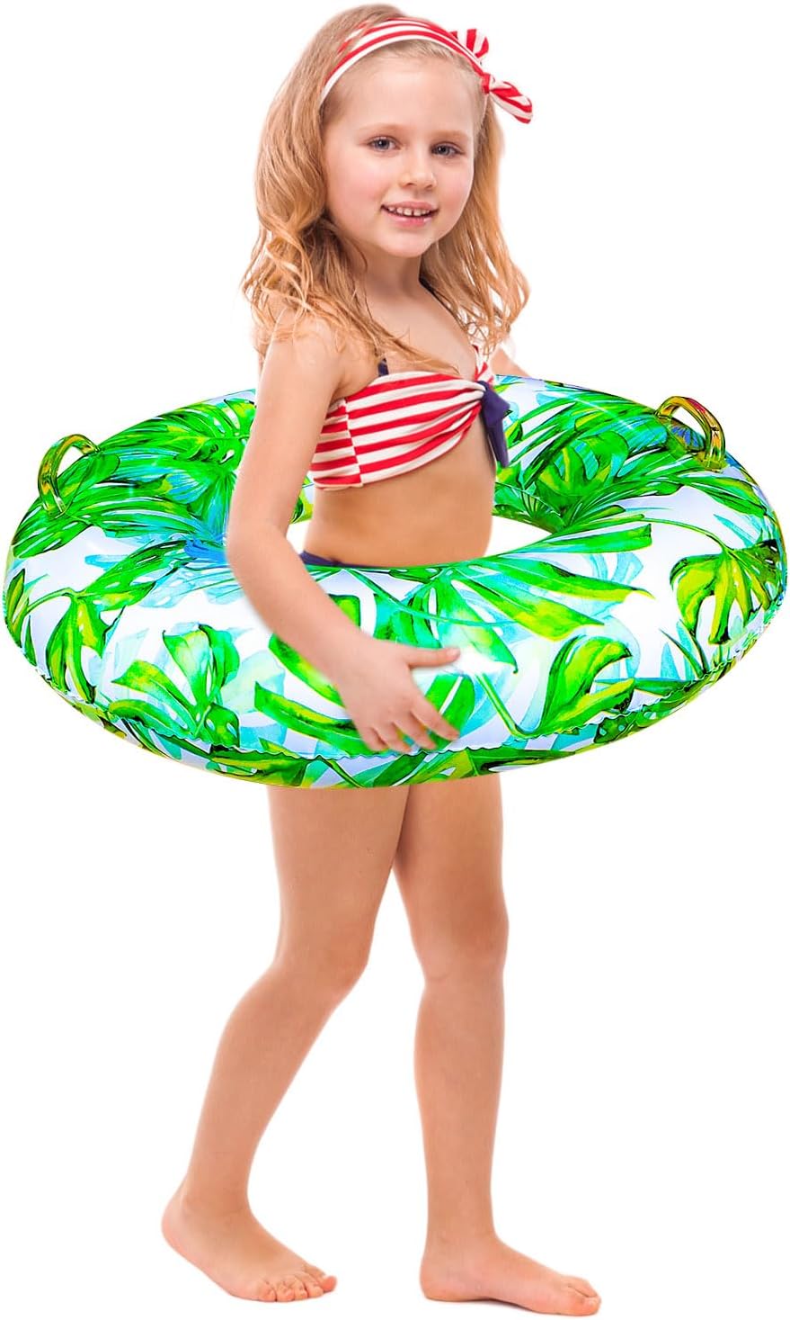 Pool Floats for Adults, Swimming Beach Tube, Adult Swim Ring, Adult Pool Float with Two Handles,Leaf Swim Ring