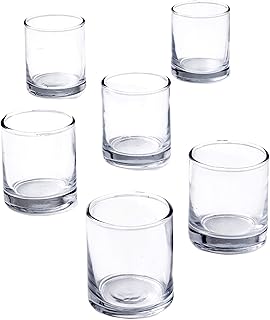 Serene Spaces Living Set of 6 Clear Glass Votive Candle Holders, Ideal for Wedding Decorations, Parties, Events, Christmas Dinner Tablescape, 3