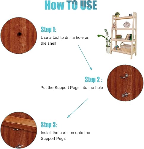 Miniatura 6 de Veiwonat Juego de 104 piezas de clavijas para estante, clavijas de estante mejoradas de 4 estilos, clavijas de soporte de estante de 5 mm y 14