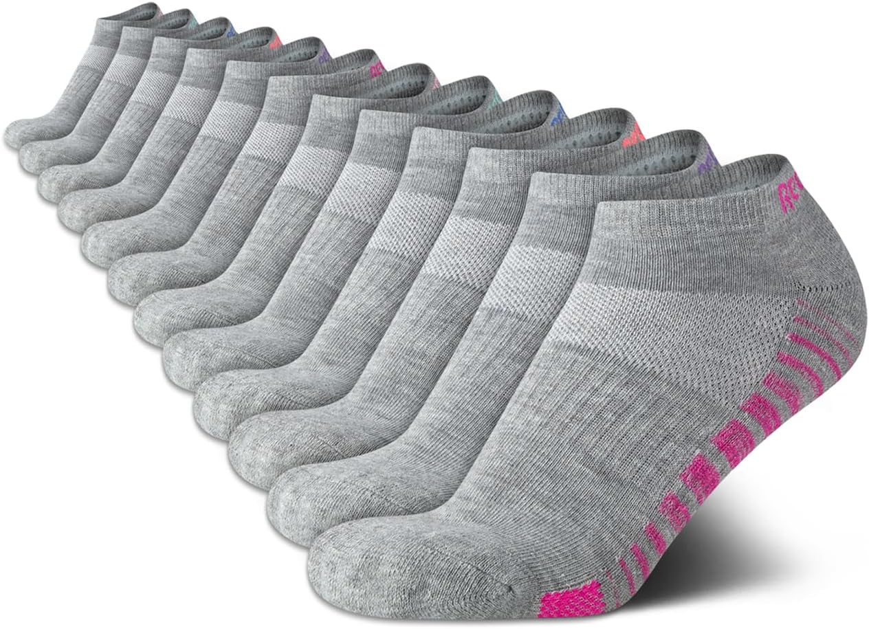 Reebok Womens Low Cut Socks - 12 Pack Performance Cushioned Comfort No Show Sock - Athletic Socks for Women (4-10)