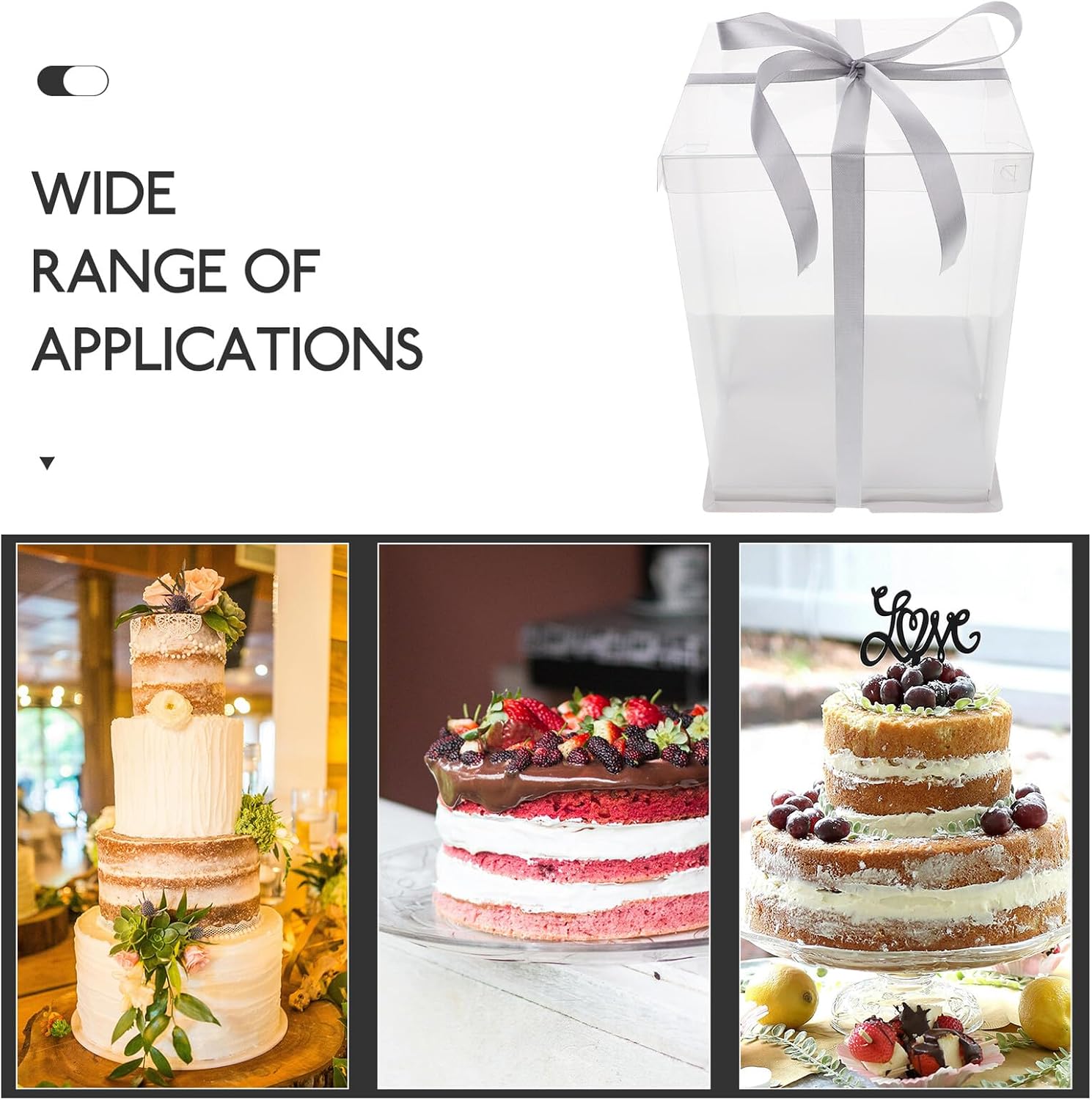 4 Pcs Tall Cake Boxes 8-inch Food-grade Plastic Cake Containers with Lid for Birthday Party Bakery Packaging Random Color