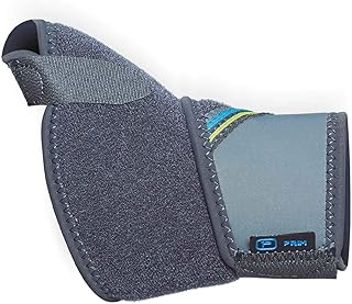 Prim NEOPRAIR | Muñequera envolvente de pulgar | Dolor Articular/Esguinces/Tendinitis | Neopreno Transpirable | Uso deportivo |Talla única Bilateral | Color Negro y Azul