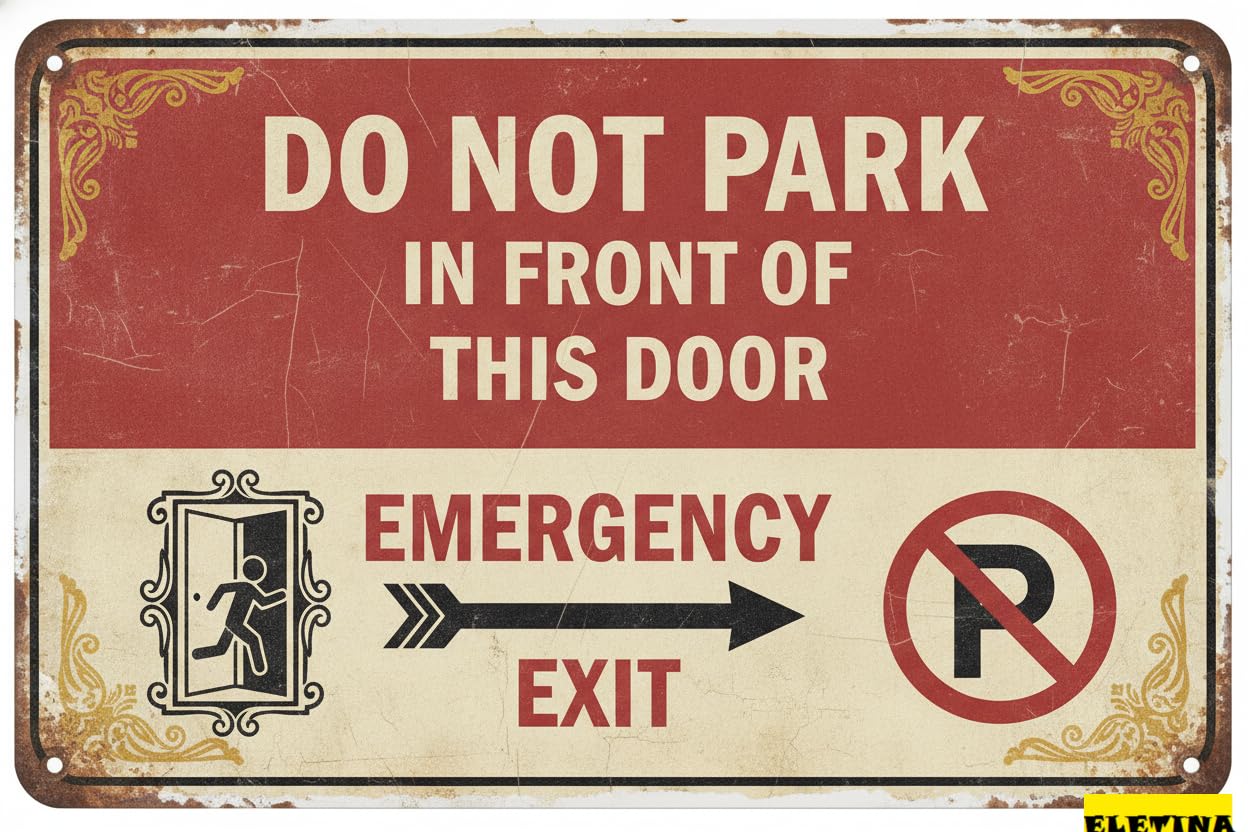 Do Not Park In Front Of This Door Outdoor Tin Sign UV Protected Rust Free Fade Resistant Street Parking Home 8x12in