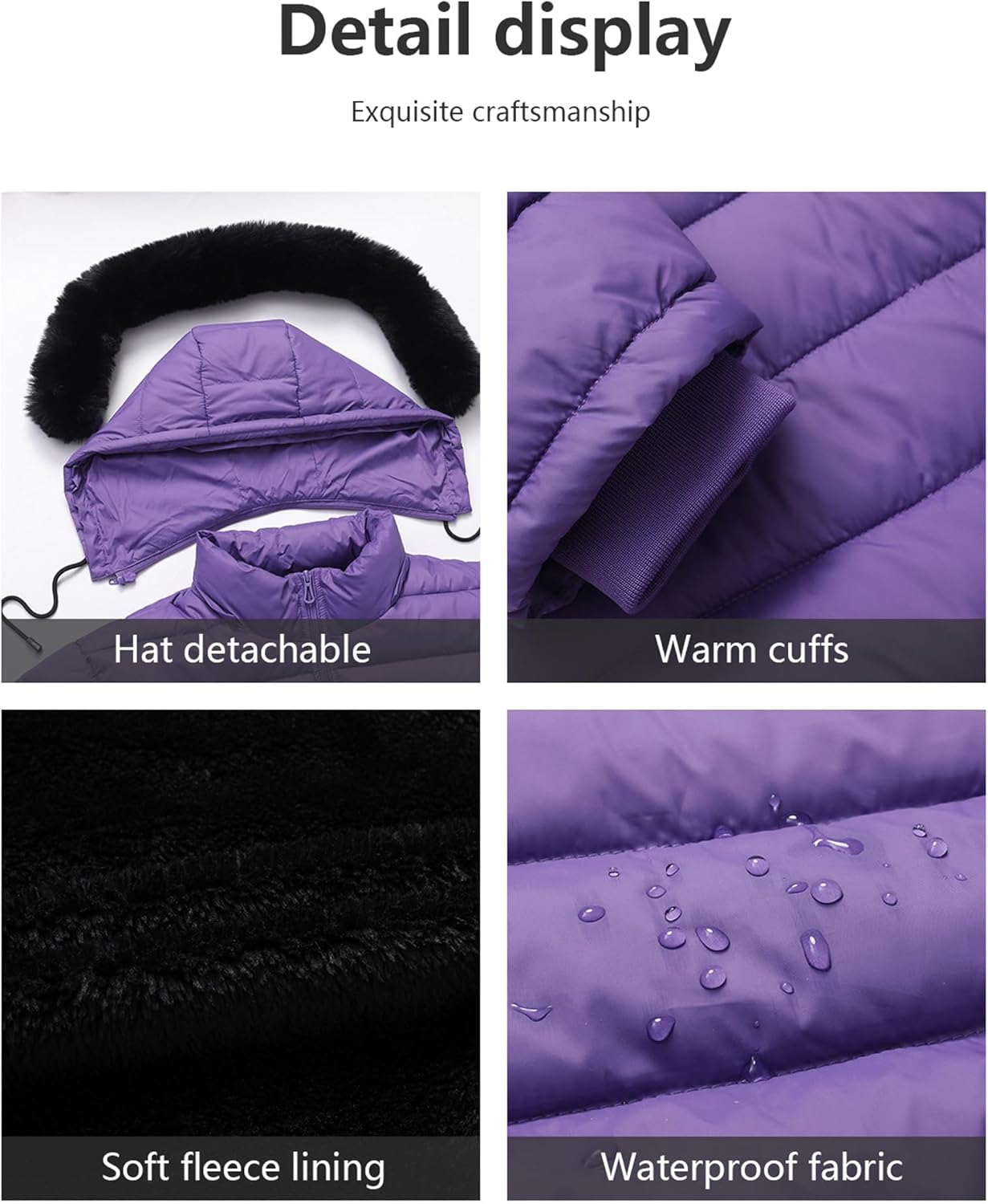 Women’s Plus Size Thermal Down Coat Parka | Windproof,Waterproof,Flannel Lined,Detachable Hood,Warm for Winter - Image 5