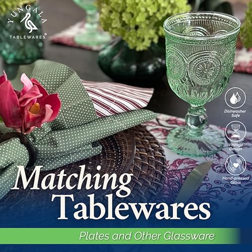 Miniatura 7 de Yungala Paquete de cristalería verde  Copas de vino verde girasol, vasos altos verdes y vasos pequeños verdes  Juegos de cristalería verde a juego