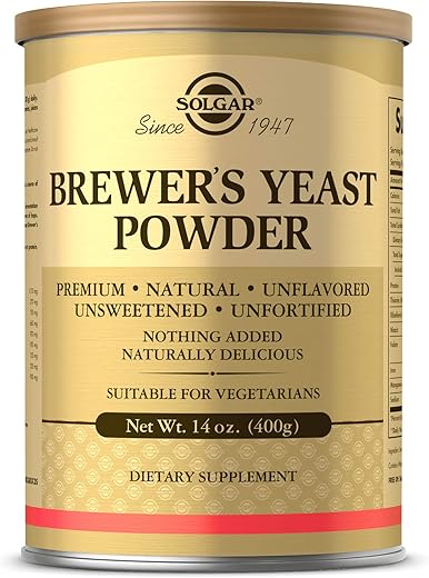 Solgar Brewer's Yeast Powder, 14 oz - Rich Source of Amino Acids, B-Complex Vitamins, Minerals, & Protein - Natural, Unflavored, and Unsweetened - Dairy Free, Vegetarian - 13 Servings
