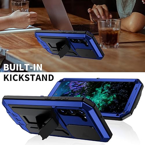 Miniatura 7 de Funda para Samsung S23 Ultra con protector de cámara de pantalla, Samsung S23 Ultra resistente de metal militar resistente con protector de pantalla
