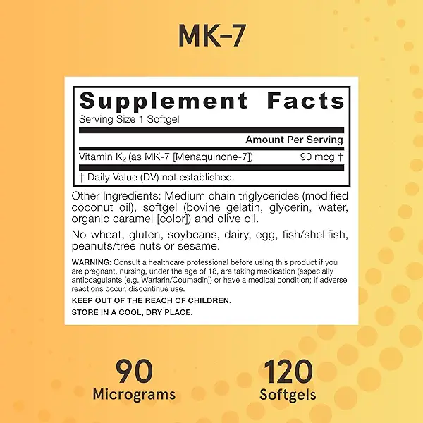 Jarrow Formulas MK-7 90 mcg - Bioactive Form of Vitamin K2-120 Servings (Softgels) - for Bone & Cardiovascular Health - Vitamin K2 MK-7 Dietary Supplement - Gluten-Free 6