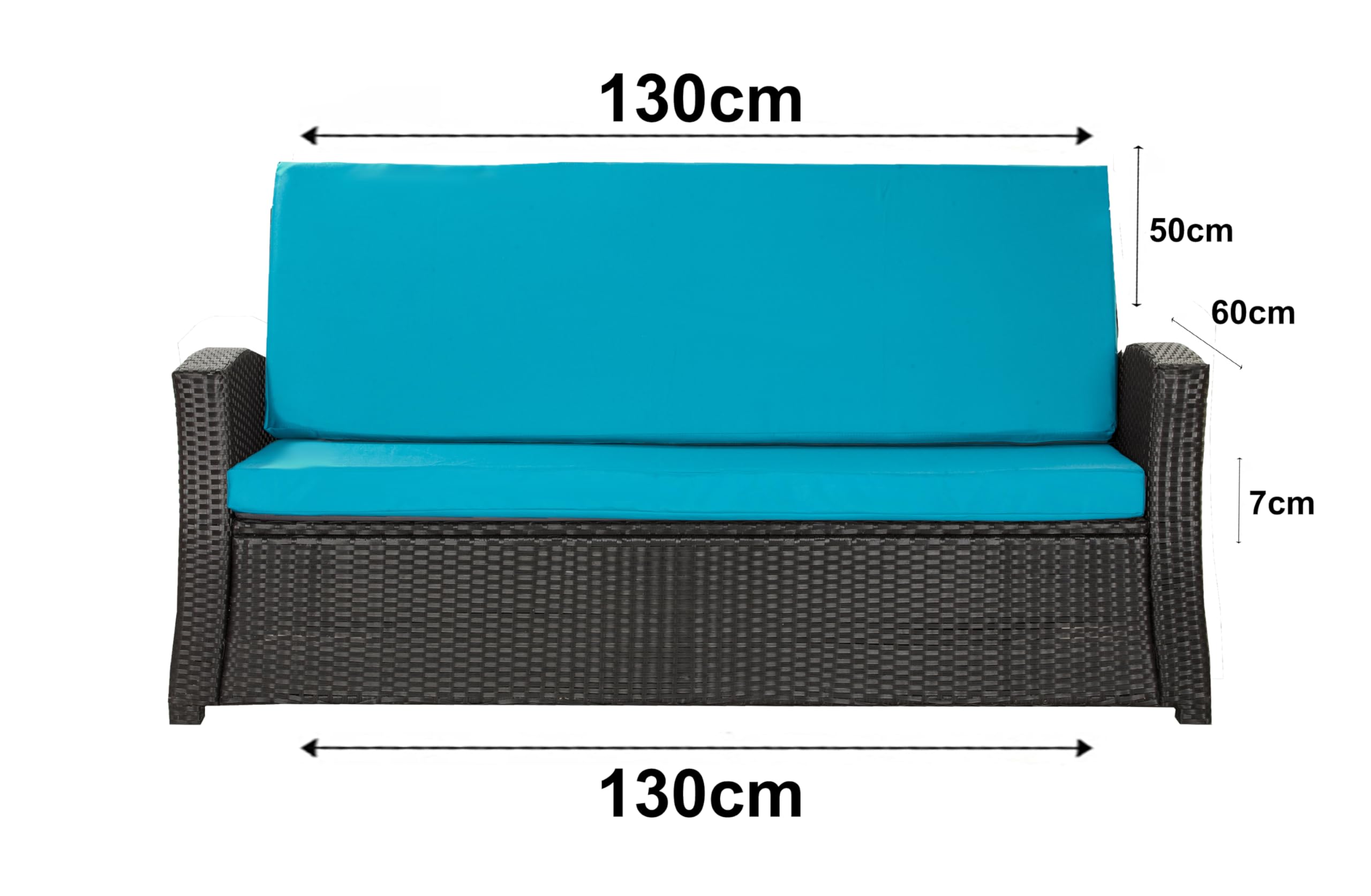 Bankauflage Polyrattan Gartenbank Sitzauflage, Bequeme Sitzauflagen für Gartenbänke – perfekte Auflagen für Ihr Gartensofa oder Ihre Hollywoodschaukel (Blau, 130x60x50 cm)
