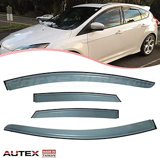 AUTEX 4Pcs Tape On Side Window Deflector Compatible with Ford Focus 2012 2013 2014 2015 2016 2017 2018 Rain Guards Window Visor - coolthings.us