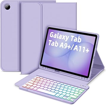 Bettdow for Samsung Galaxy Tab A11+/A9+ 11 Inch Keyboard Case, UK Layout Detachable Wireless Backlit Keyboard with Case for Tab A11 Plus 2025/A9 Plus 2023 11" SM-X210/X215/X216/X230/X236, Purple