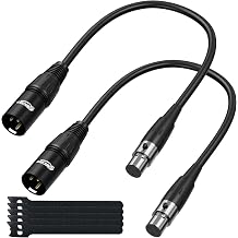 3 Pin XLR Male to Mini XLR Female TA3F Microphone Cable Adapter 1 Ft/2 Pack for Blackmagic Pocket Cinema Camera BMPCC Video Assist 4K Sharp 8K & C70, Pro Lapel Audio Replacement Cable