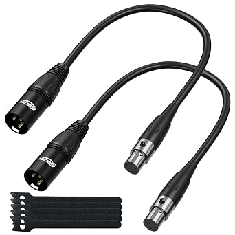Elecan 3 Pin XLR Male to Mini XLR Female TA3F Microphone Cable Adapter 3 Ft/2 Pack for Blackmagic Pocket Cinema Camera BMPCC Video Assist 4K Sharp 8K & C70, Pro Lapel Audio Replacement Cable